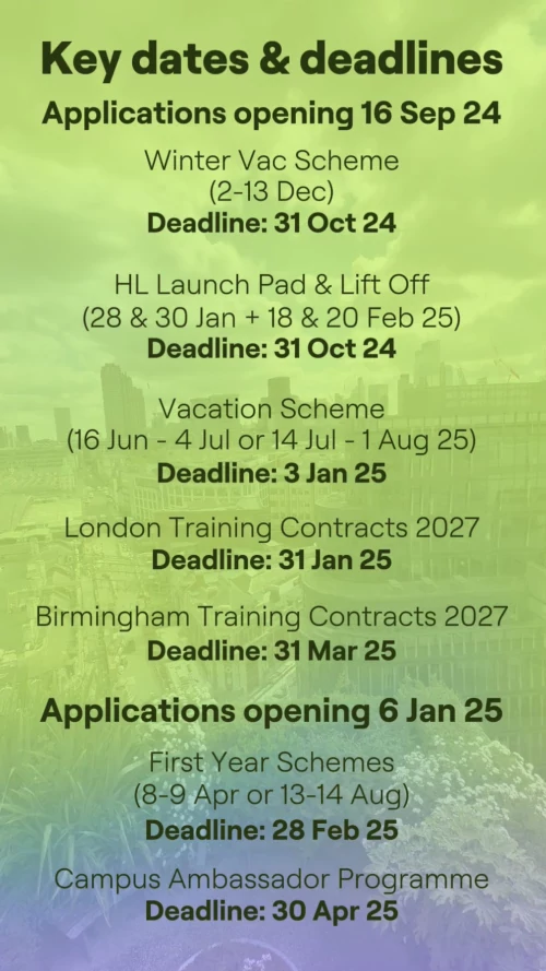 Save this for later! 📅 Here are our opportunity deadlines and key dates! Don’t miss out! ⏰ #Opportunities #HoganLovells #DefineYourFuture #KeyDates